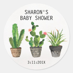Potted Cactus Baby Shower Sticker