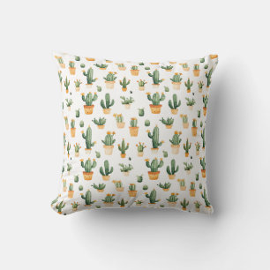 Potted Cactus on White Cushion