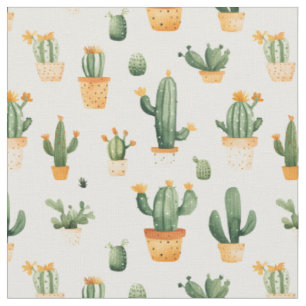 Potted Cactus on White Fabric