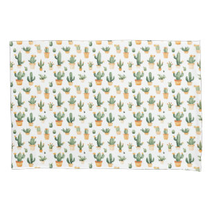 Potted Cactus on White Pillow Case
