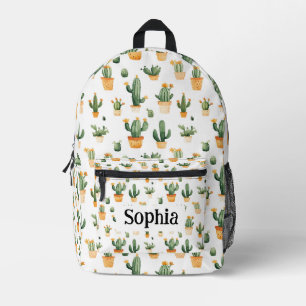 Potted Cactus on White  Printed Backpack