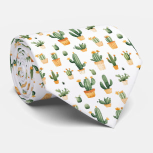 Potted Cactus on White Tie