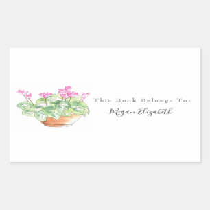 Potted Cyclamen  Rectangular Sticker