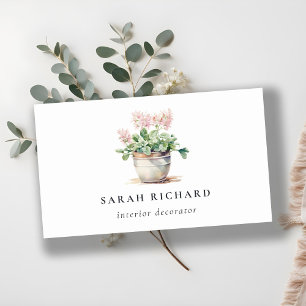 Potted Floral House Plants Watercolor Botanical  Business Card