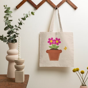 Potted Flower and Butterfly Tote Bag