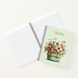 Potted Flowers Cosy Shabby Cute Notebook