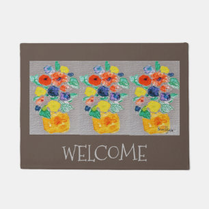 Potted Flowers Door Mat
