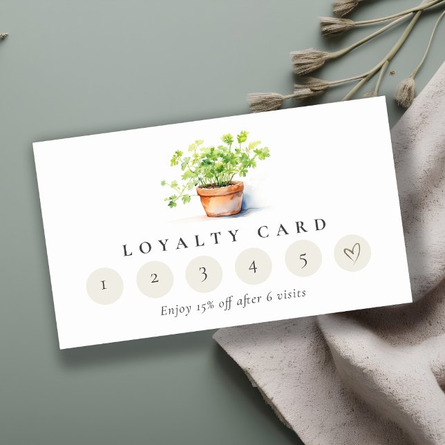 Potted Herb Parsley Coriander 6 Punch Loyalty  Business Card (Creator Uploaded)