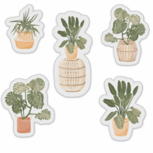 Potted Houseplant Sticker Set – Cute Indoor Plant 