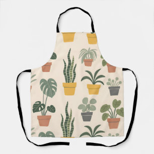 Potted Houseplants Pattern Apron