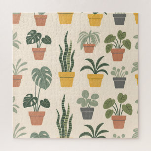 Potted Houseplants Pattern Jigsaw Puzzle