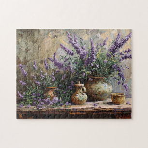 Potted Lavender Botanical Oil Painting Jigsaw Puzzle