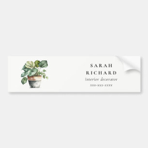 Potted Leafy House Plants Watercolor Botanical Bumper Sticker