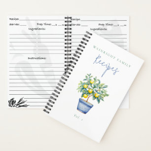 Potted Lemon Tree Family Recipes Notebook