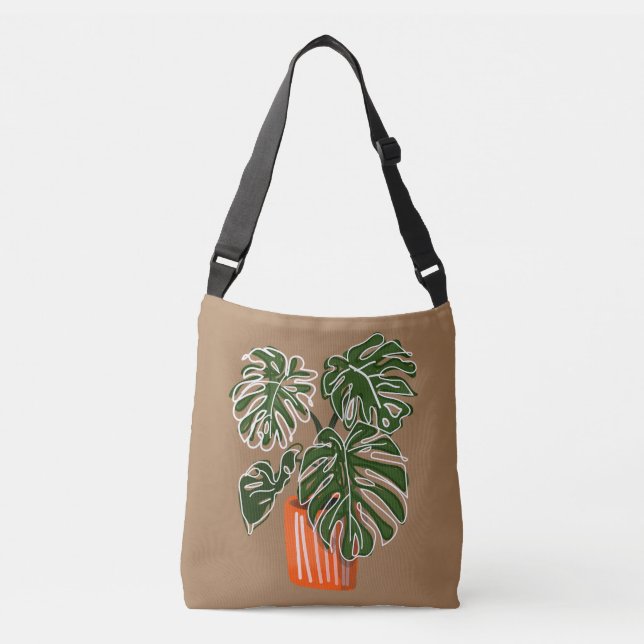 Potted Monstera Plant Crossbody Plant Crossbody Bag (Front)