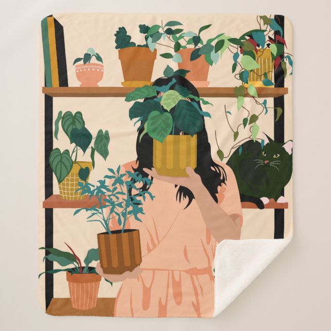 Potted Oasis Sherpa Blanket (Front)
