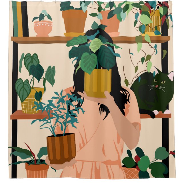 Potted Oasis Shower Curtain (Front)