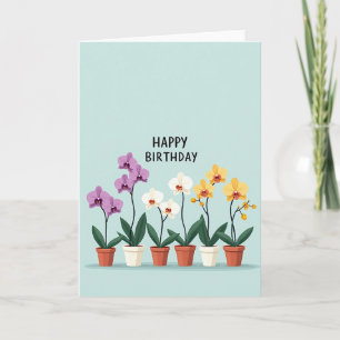 Potted Orchid Birthday Card