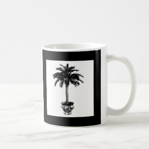 Potted Palm Tree - black and white Coffee Mug