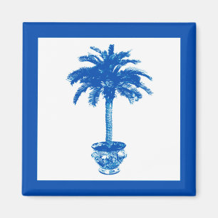Potted Palm Tree - cobalt blue and white Magnet