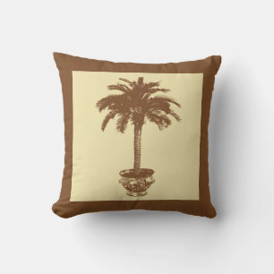 Potted Palm Tree - dark brown and tan Cushion