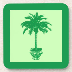 Potted Palm Tree - emerald and light green Coaster