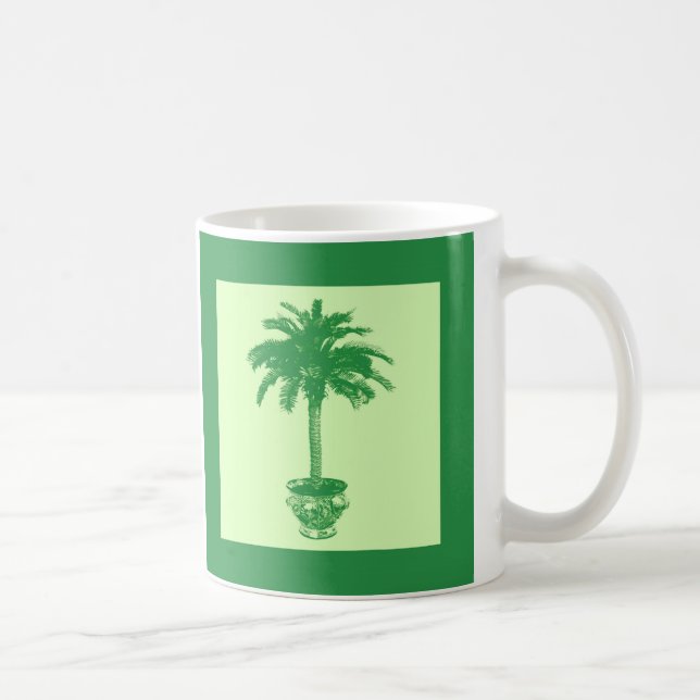 Potted Palm Tree - emerald and light green Coffee Mug (Right)