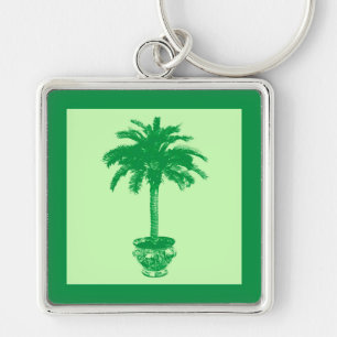 Potted Palm Tree - emerald and light green Key Ring