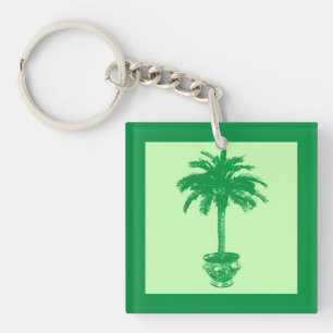 Potted Palm Tree - emerald and light green Key Ring