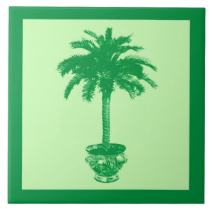 Potted Palm Tree - emerald and light green Tile