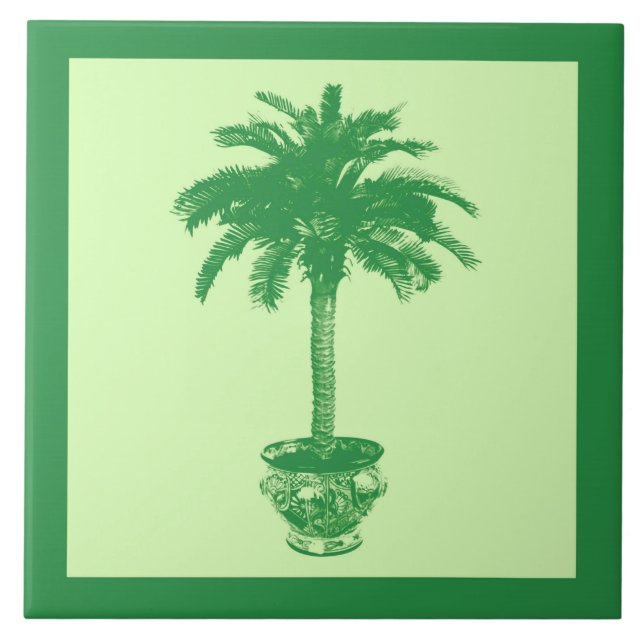 Potted Palm Tree - emerald and light green Tile (Front)