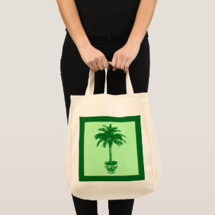Potted Palm Tree - emerald and light green Tote Bag