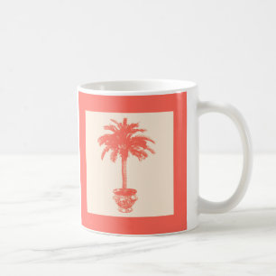 Potted Palm Tree - shades of coral orange Coffee Mug