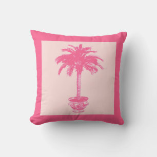 Potted Palm Tree - shades of coral pink Cushion