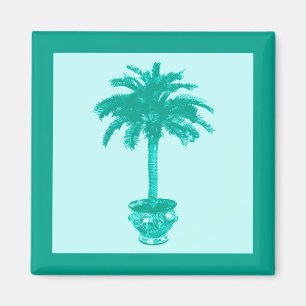 Potted Palm Tree - turquoise and aqua Magnet