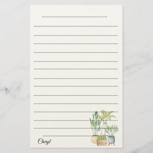 Potted Personalise Stationery Writing Paper (Front)