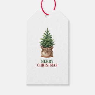 Potted Pine Tree Minimalist Merry Christmas Tag