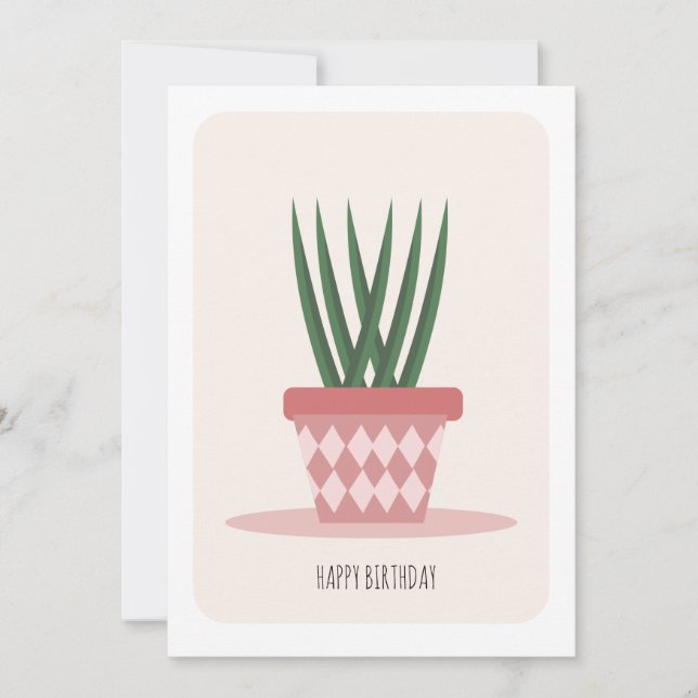 Potted Plant Birthday Card (Front)
