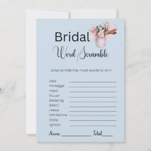 Potted Plant Bridal Blue Word Scramble Game Invitation