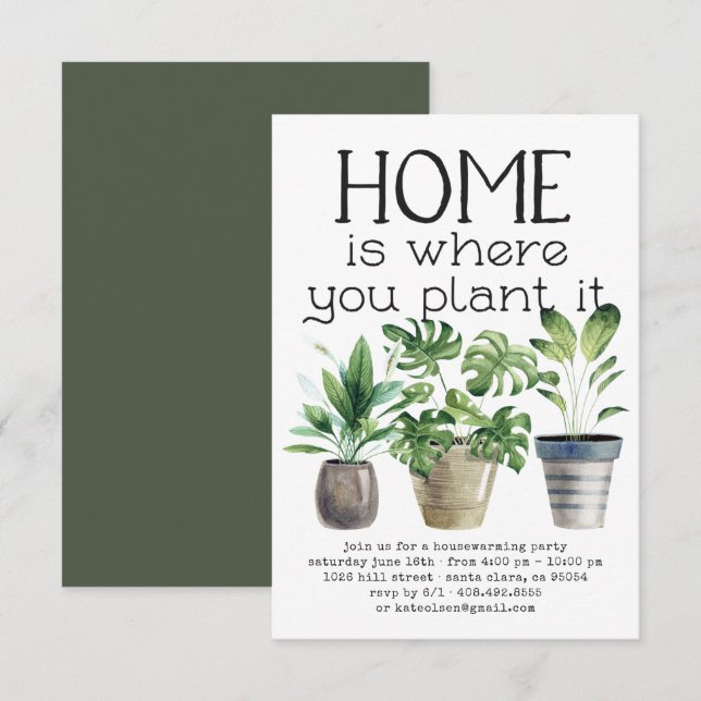 Potted Plant | Housewarming Party Invitation (Front/Back)