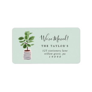 Potted Plant   Mint We Moved New Address Label