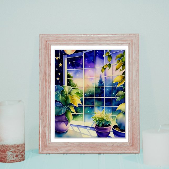 Potted Plants & A Starry Night Watercolor Poster (Creator Uploaded)