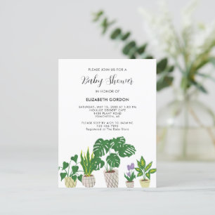Potted Plants Baby Shower Bloom Greenery Invitatio Postcard