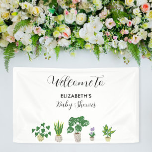 Potted Plants Baby Shower Bloom Greenery Welcome Banner