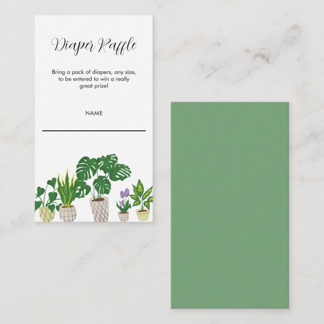Potted Plants Baby Shower Diaper Raffle Ticket Enclosure Card (Front/Back)