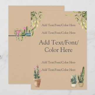 Potted Plants Boho Wedding Invitation