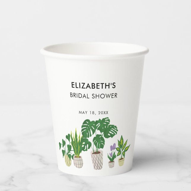 Potted Plants Bridal Shower Greenery Custom Paper Cups (Front)