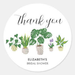 Potted Plants Bridal Shower Greenery Thank you Classic Round Sticker