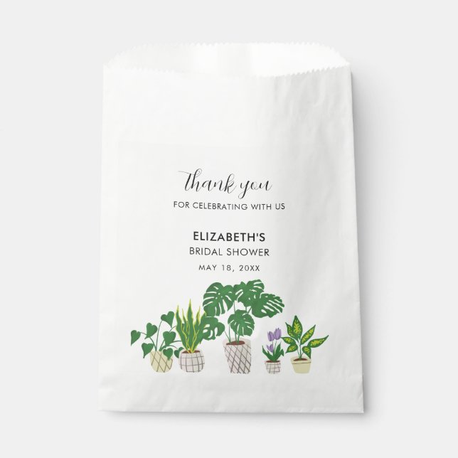 Potted Plants Bridal Shower Greenery Thank you  Favour Bags (Front)