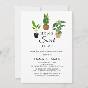Potted Plants "Home Sweet Home" Housewarming Invitation